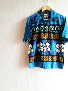 ★☆70s USA VINTAGE PENNEYS ペニーズ HAWAII ハワイアン アロハシャツ オールド ビンテージ M 総柄 フラワー トロピカルパターン ☆★