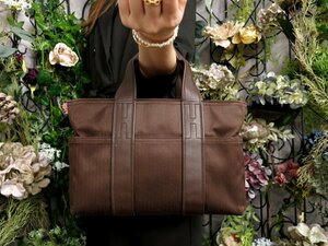 ●美品●HERMES エルメス●アカプルコPM●トワルシェブロン カーフ レザー 本革●トート ハンド バッグ●ブラウン●SV金具●B5●Js49891