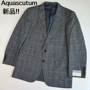 新品　Aquascutum アクアスキュータム　テーラードジャケット グレンチェック　チェック柄　ツイードジャケット　アウター　秋冬　96AB5 M