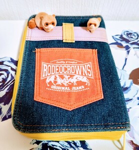 即決【☆ジャンク☆】RODEO CROWNS ロデオクラウンズ 手帳ケース 四角い デニム 丈夫な ポーチ 非売品 ノベルティ 検: 通帳ケース