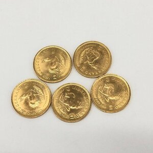 K22　南アフリカ共国　クルーガーランド金貨　1/10oz　5枚まとめ　総重量17.1g【CEBE6041】