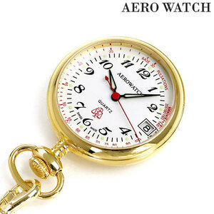 アエロウォッチ 懐中時計 ナースウォッチ 心拍計測 32825 JA01 AEROWATCH ゴールド