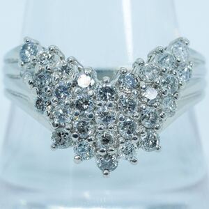 ★1円〜★1.00ct PT900 4.6g ♯19 鑑定付 大粒天然ダイヤモンド Natural Diamond Platinum プラチナ 白金 Ring Jewelry 新品仕上 指輪