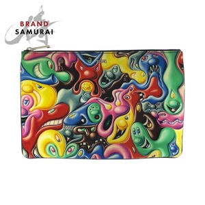 美品 Dior ディオール KENNY SCHARF ケニー シャーフ コラボ グラフィック ブラック マルチカラー ナイロン クラッチバッグ 411473