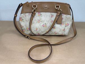 1円スタート COACH コーチ バッグ ショルダーバッグ 2way シグネチャー 花柄 レザー カバン レディース F28964