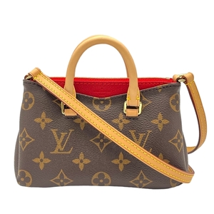 ルイ・ヴィトン LOUIS VUITTON ナノパラス M61254 ブラウン×スリーズ モノグラム・キャンバス ショルダーバッグ レディース 中古