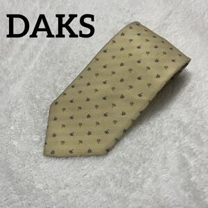 DAKS ダックス　シルクネクタイ　ビジネス　スーツ　イエロー系　柄物　ブランド