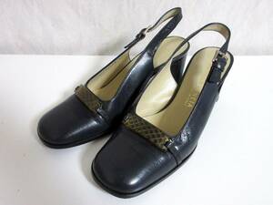 ボッテガヴェネタ BOTTEGA VENETA レザー バックストラップ パンプス 35 1/2 北3842