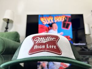 USA企業 Miller HIGH LIFE BEERメッシュキャップ　白緑