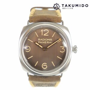 代引き不可 パネライ PANERAI メンズ腕時計 ラジオミール アイリーン PAM01243 手巻き ブラウン文字盤 レザー 中古SA 265953