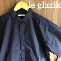 【美品】le glazikコットンナイロンタイプライター 半袖 シャツワンピース