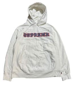 18ss supreme Cord Collegiate Logo Hooded Sweatshirt シュプリームカレッジロゴ プルオーバーパーカー 白 L