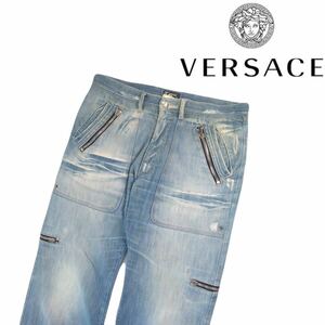 オーラ抜群 最高傑作 イタリア製 VERSACE ダメージ加工 ビンテージ加工 デニムパンツ ジーンズ ワークパンツ W36 ヴェルサーチ 2406138