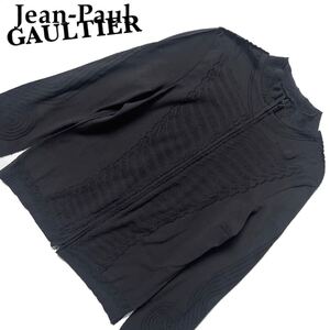 【送料無料】Jean Paul Gaultier ジャンポールゴルチエ パワーネット　柄　黒　ブラック　透け感　ジャケット　ジップ　レディース