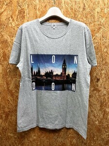 TK TAKEO KIKUCHI Tシャツ グラフィック プリント 『LONDON』 ラウンドネック カットソー 半袖 3 ヘザーグレー メンズ