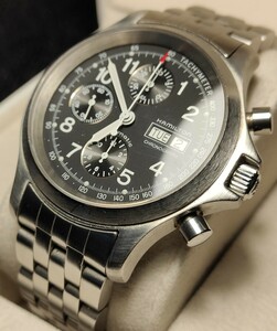 送料無 ヴィンテージ バルジュー7750 Hamilton Khaki day date Chronograph ハミルトン カーキ クロノグラフ 腕時計 自動巻き Jazz master