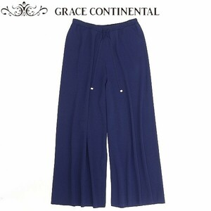 ◆GRACE CONTINENTAL グレースコンチネンタル レーヨンニット ワイド パンツ 紺 ネイビー 36