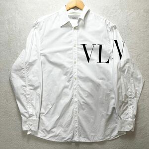 【極美品・現行】 VALENTINO ヴァレンティノ メンズ 長袖 シャツ 長袖シャツ カットソー ビッグロゴ プリント Lサイズ ホワイト