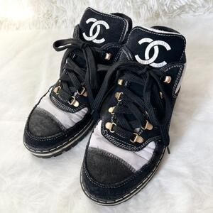 CHANEL シャネル ヴィンテージ 94P ココマーク ハイカット スニーカー 23.5cm