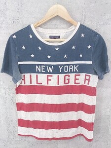 ◇ TOMMY HILFIGER トミーヒルフィガー 半袖 Tシャツ カットソー 164 ネイビー レッド系 *