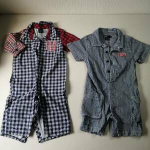 【美品】ベビー服 baby GAP 70 80 ベビーギャップ ロンパース ツナギ ジャンプスーツ カバーオール デニム チェック柄 長袖 半袖 子供服