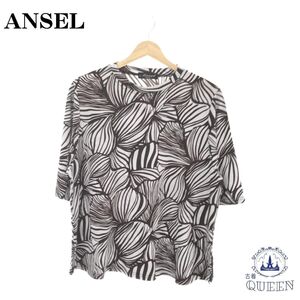 【訳アリ】 ANSEL トップス Tシャツ 半袖 プリント カジュアル レディース 総柄/ブラック LL 901-3881 送料無料 古着