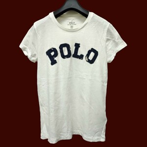 POLO RALPH LAUREN / ポロラルフローレン レディース 半袖Tシャツ ダメージロゴ Mサイズ(165/92A) ホワイト 綿100% I-4047