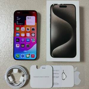 完品 超美品 国内版 SIMフリー iPhone 15 Pro 128GB MTU93J/A Natural Titanium ナチュラルチタニウム 付属品未使用 Apple アップル