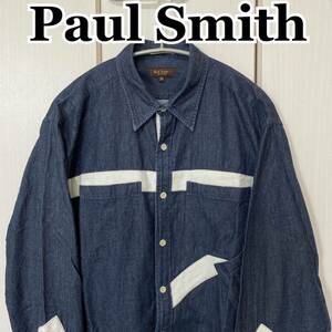 ポールスミスコレクション　PaulSmith collection デニムデザインシャツ　切替　インディゴ Mサイズ　長袖
