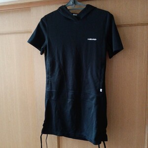 美品　【HEAD】ヘッド　M　レディース 半袖　フード付き　カットソー　チュニック Tシャツ スポーツウェア　黒色