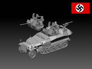 HINODE 1/144 レジンキット 未塗装 WW2 ドイツ軍 戦車Sd.Kfz.251/17 C型 2cm Flak 38対空自走砲搭載型 ワールドタンクミュージアム　241019