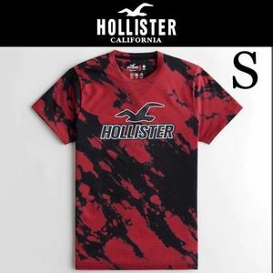 新品タグ付き☆Hollister マーブル半袖Ｔシャツ S 黒赤 ブラックレッド ホリスター