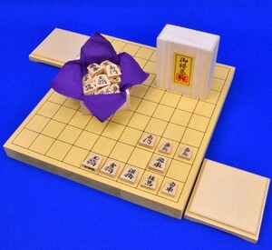 将棋セット　新かや1寸卓上将棋盤セット(将棋駒黄楊錦旗彫駒)【囲碁将棋専門店の将碁屋】