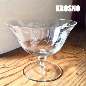 送料無料 Krosno コンポート 足付 ガラスボウル フルーツ 菓子皿 ボウル オブジェ 直径21cm クリスタルガラス ポーランド フラワーベース