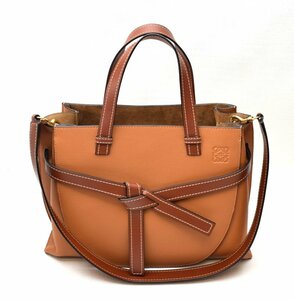 美品 LOEWE ロエベ 【ゲート・トップハンドル 2WAY レザー トートバッグ ブラウン×ゴールド金具】ショルダーバッグ