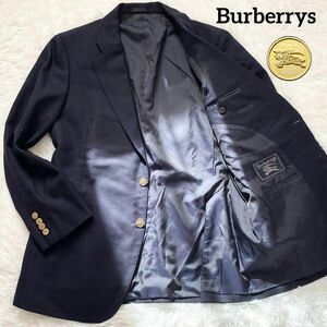 B52 Burberrys　バーバリー　紺ブレ　テーラードジャケット　AB4表記（M相当）　金ボタン　裏地ホース柄　刻印ボタン