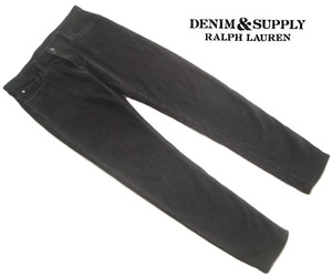 希少!!デニム＆サプライ ラルフローレン DENIM&SUPPLY RALPH LAUREN*エイジング加工 ストレッチ細畝コーデュロイパンツ W28 S 黒 ブラック