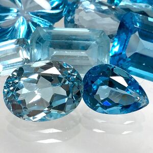 1円〜!!〔天然ブルートパーズおまとめ101.5ct〕n 約20.3g ルース 裸石 宝石 ジュエリー jewelry blue topaz w5 23