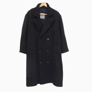 定価 18万◇Yohji Yamamoto ウール ロングコート ヨウジヤマモト 冬物 厚手 重厚感 ベルト オーバーサイズ ブラック メンズ