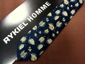 ♪25951D♪状態並品【葉っぱ 植物 柄】リキエル【RYKIEL】ネクタイ