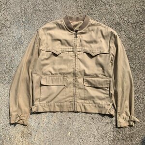 【M】GROS JEAN-PAUL 348 ジップアップ ジャケット ベージュ■ビンテージ オールド レトロ ヨーロッパ古着 無地 首リブ