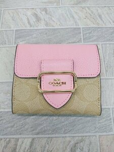 ◇ COACH コーチ CF472 スモールモーガン 二つ折り 財布 ピンク ベージュ レディース P