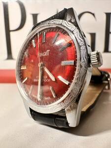 ヴィンテージ ピアジェ PIAGET 赤文字盤 手巻き ユニセックス腕時計 ショックプルーフ ムーブメント 17石スイス製 seller refurbished 