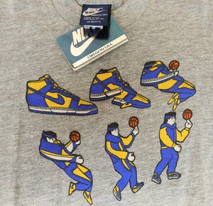 1980年代イギリス製★NIKE DUNK TRANSFORMER TEE DEAD STOCK★ナイキ ダンク 黄×紺 変身 Tシャツ デッドストック★80