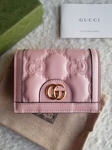 新品 GUCCI グッチ GGマトラッセ レザー 2つ折り財布 ライトピンク 723786 UM8IG 5909