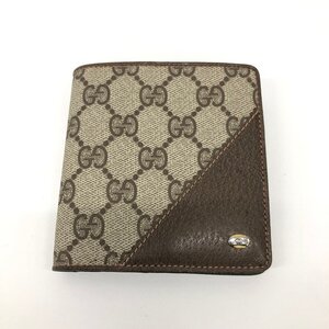 GUCCI　グッチ　２つ折り財布　GGスプリーム　01・03・411　50205　445122A　ブラウン　箱付き【DAAJA006】