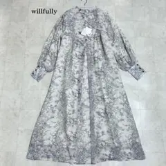 新品未使用✨willfully ロングワンピース フラワープリント 長袖 ケープ