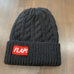 FLAPニット帽子ブラック　サーフィン　スノーボード