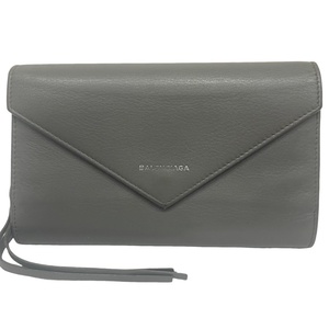 BALENCIAGA バレンシアガ ペーパーマニー 長財布 371661 レザー グレー【中古】12412R59