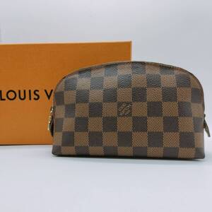 洗練された美と実用性★　LOUIS VUITTON ルイヴィトン ダミエ 化粧ポーチ ポシェット コスメティック クラッチバッグ N47516　ブラウン